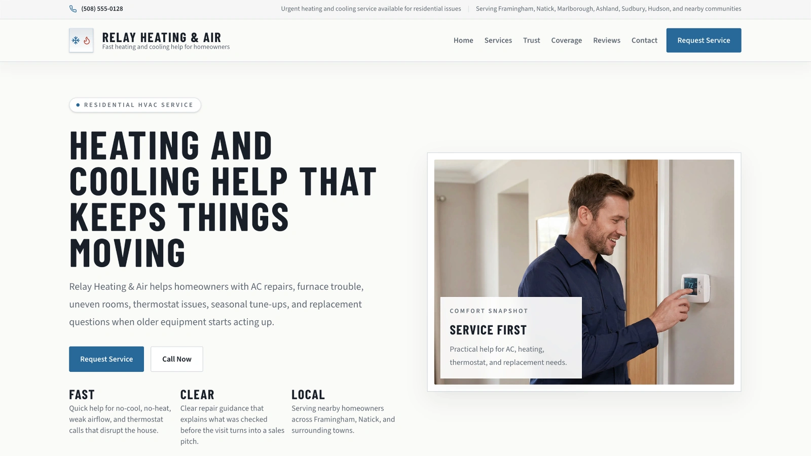 Relay Heating & Air website screenshot
