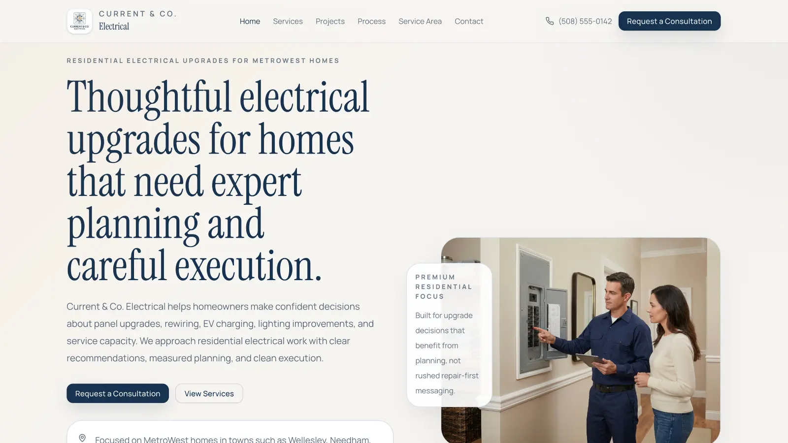 Current & Co. Electrical website screenshot