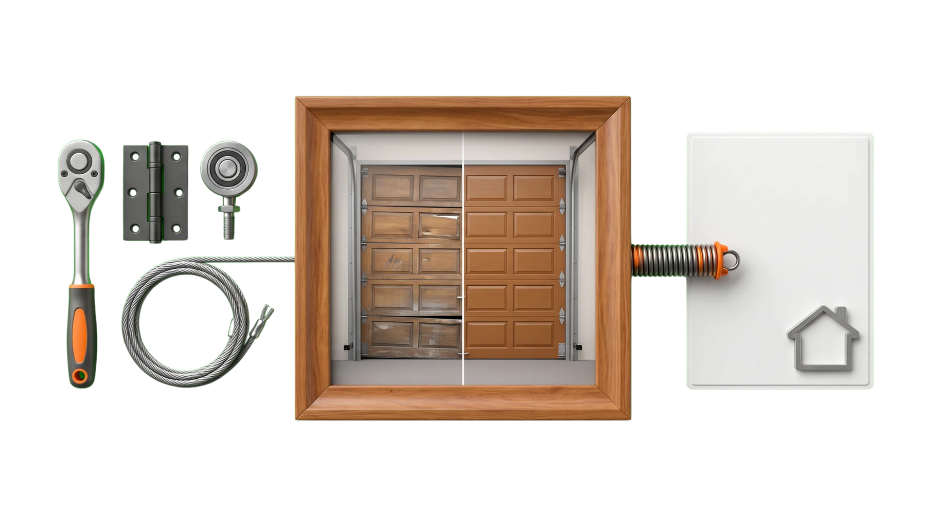 Garage door service, before-and-after repair proof, and an estimate path