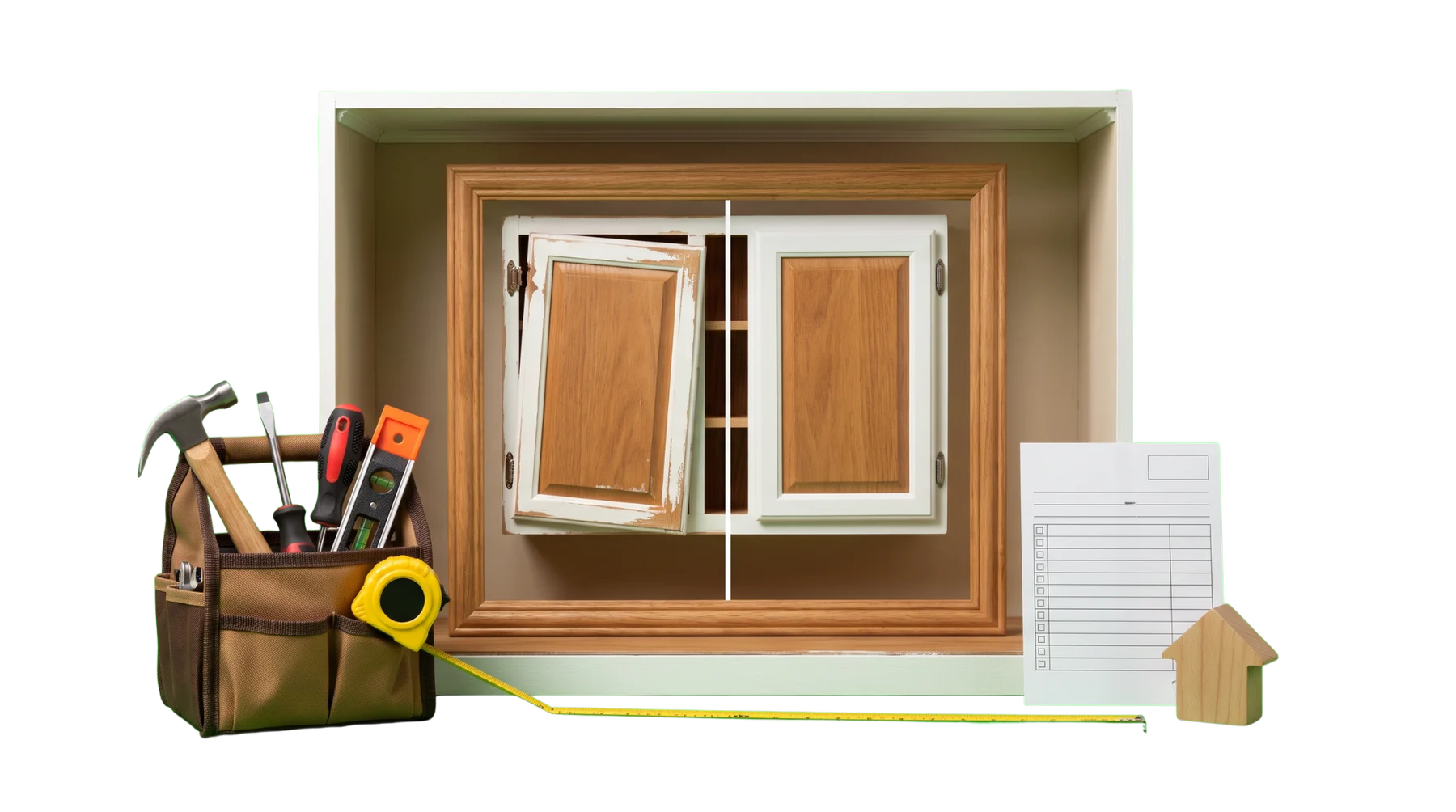 Handyman service, before-and-after home-repair proof, and a contact path