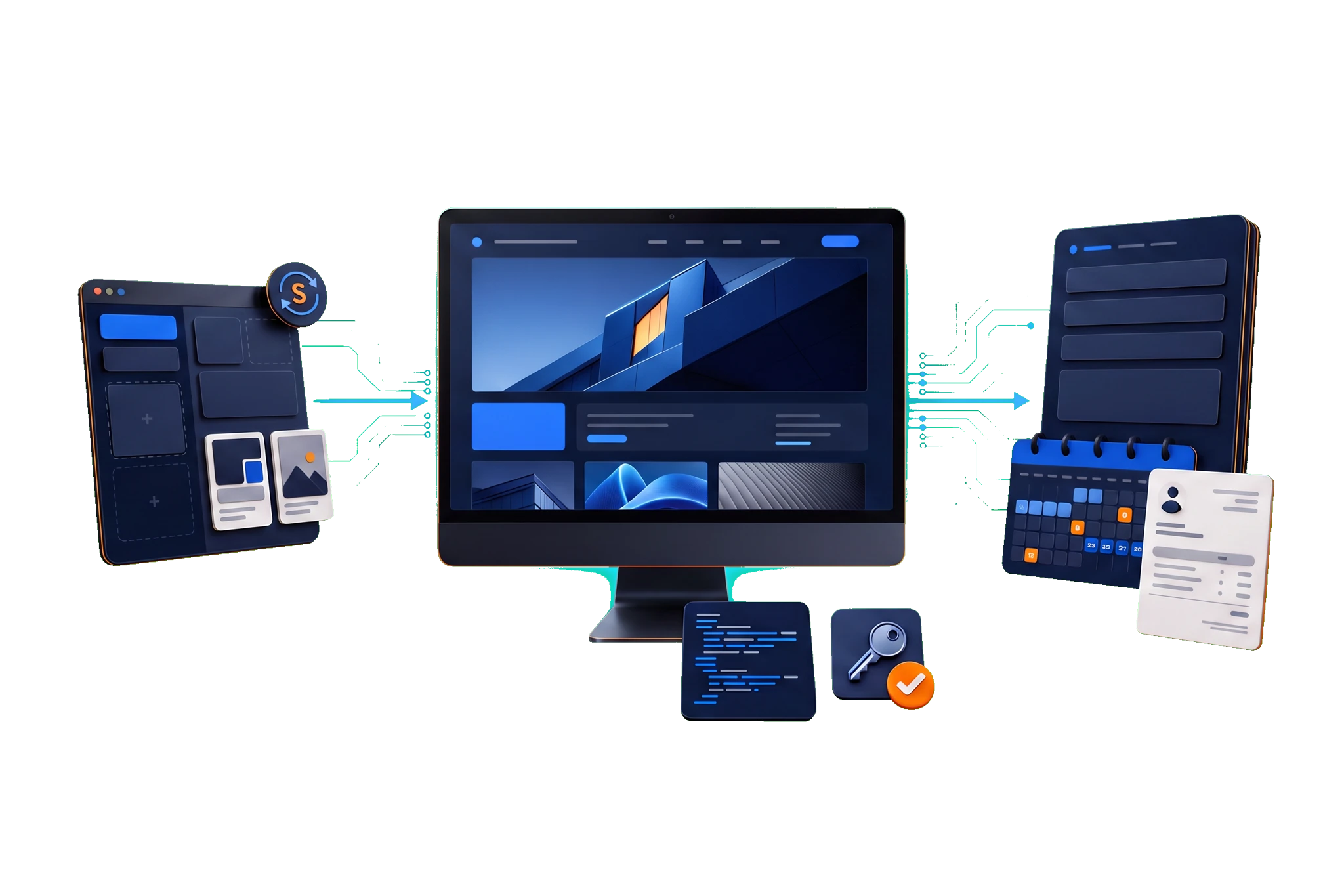 DIY website builder, central owned website, and agency project stack comparison visual
