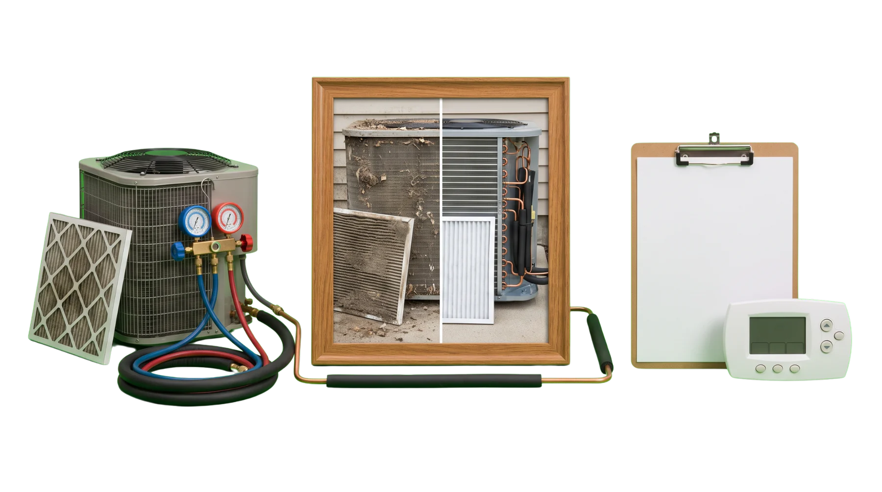 HVAC service, before-and-after system proof, and an estimate path