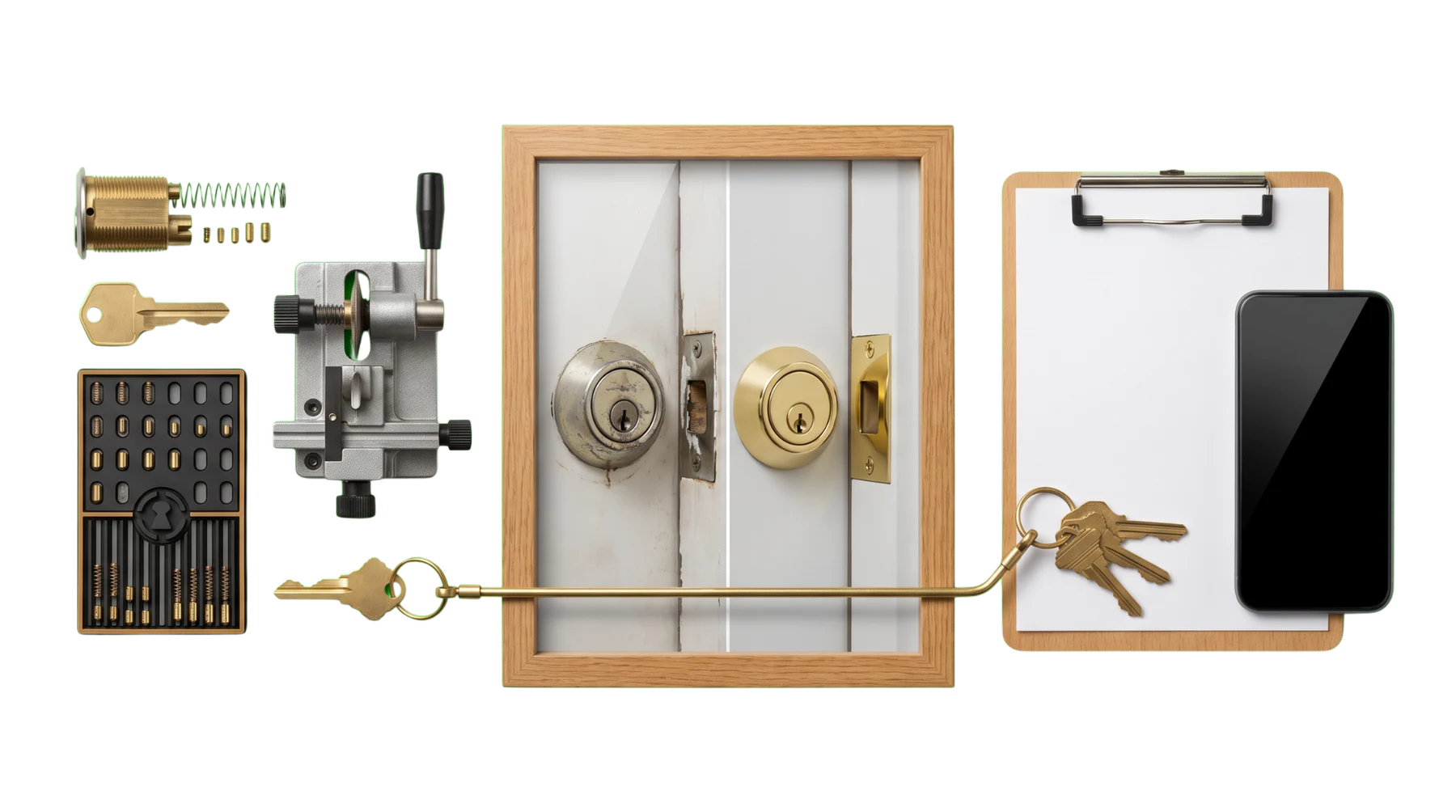 Locksmith service, before-and-after lock proof, and a contact path