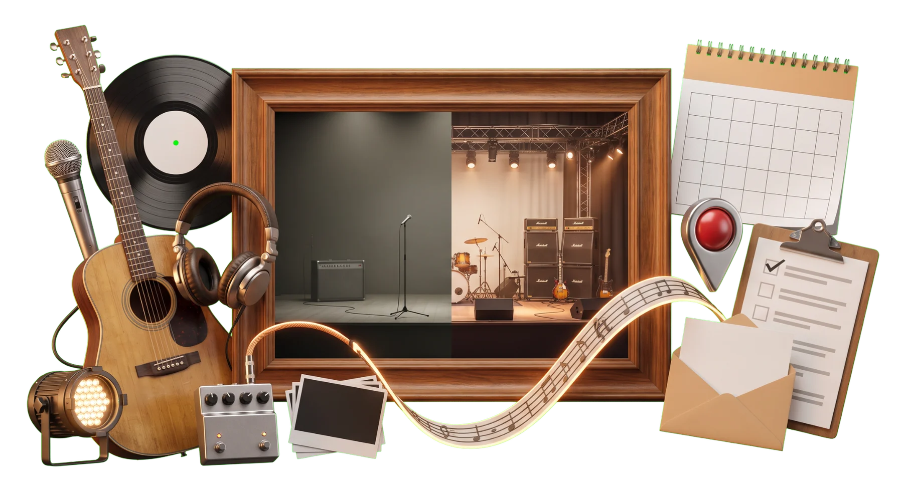 Musician service, before-and-after performance proof, and a booking path