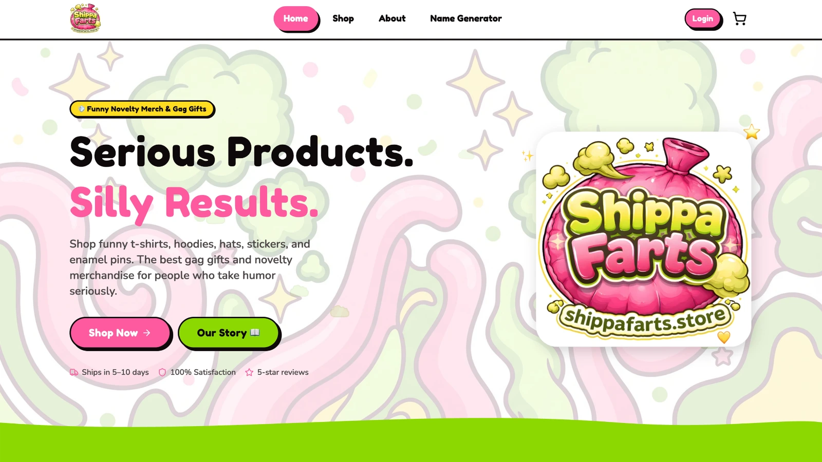 Shippa Farts website screenshot