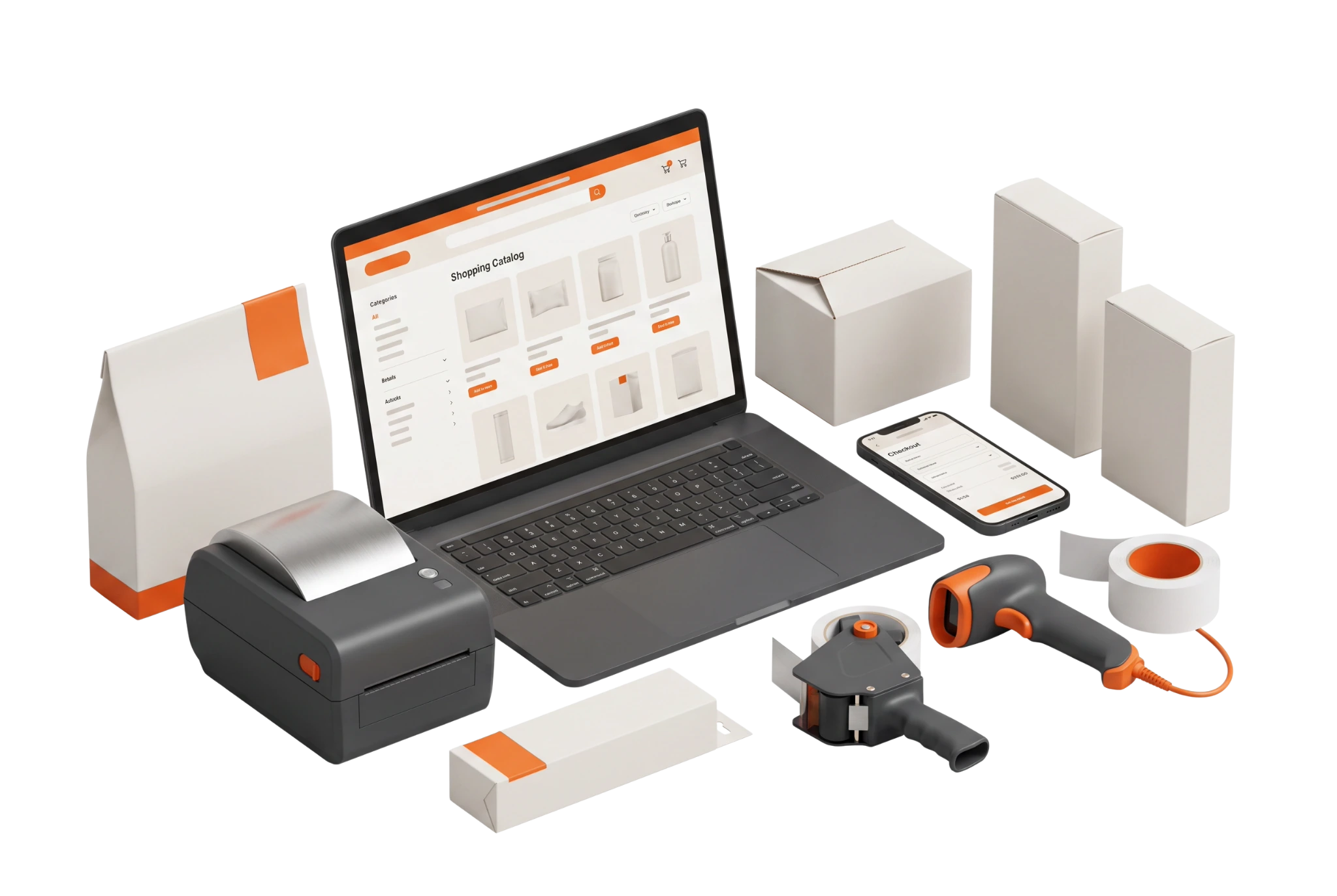 E-Commerce catalog, checkout, and fulfillment materials