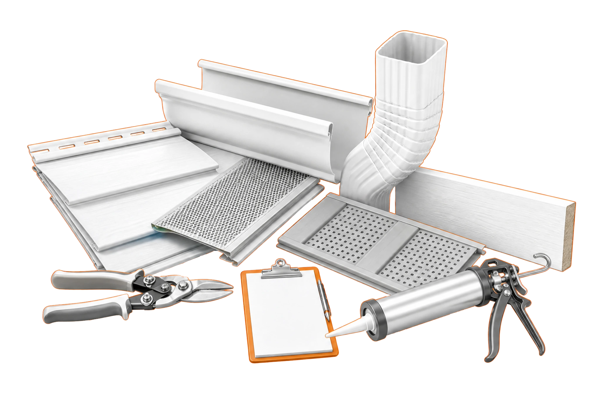 Gutters and siding materials and service tools