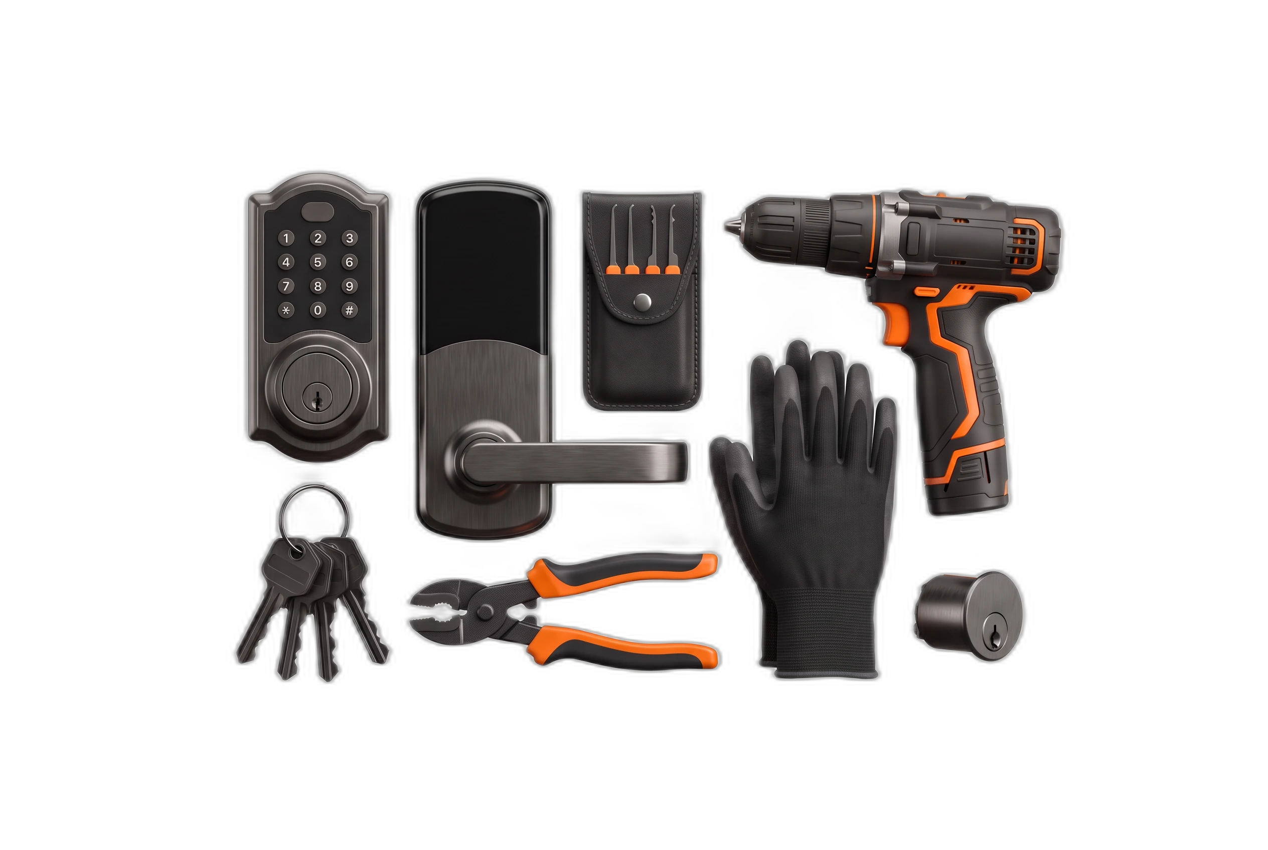 Locksmith access hardware and service tools