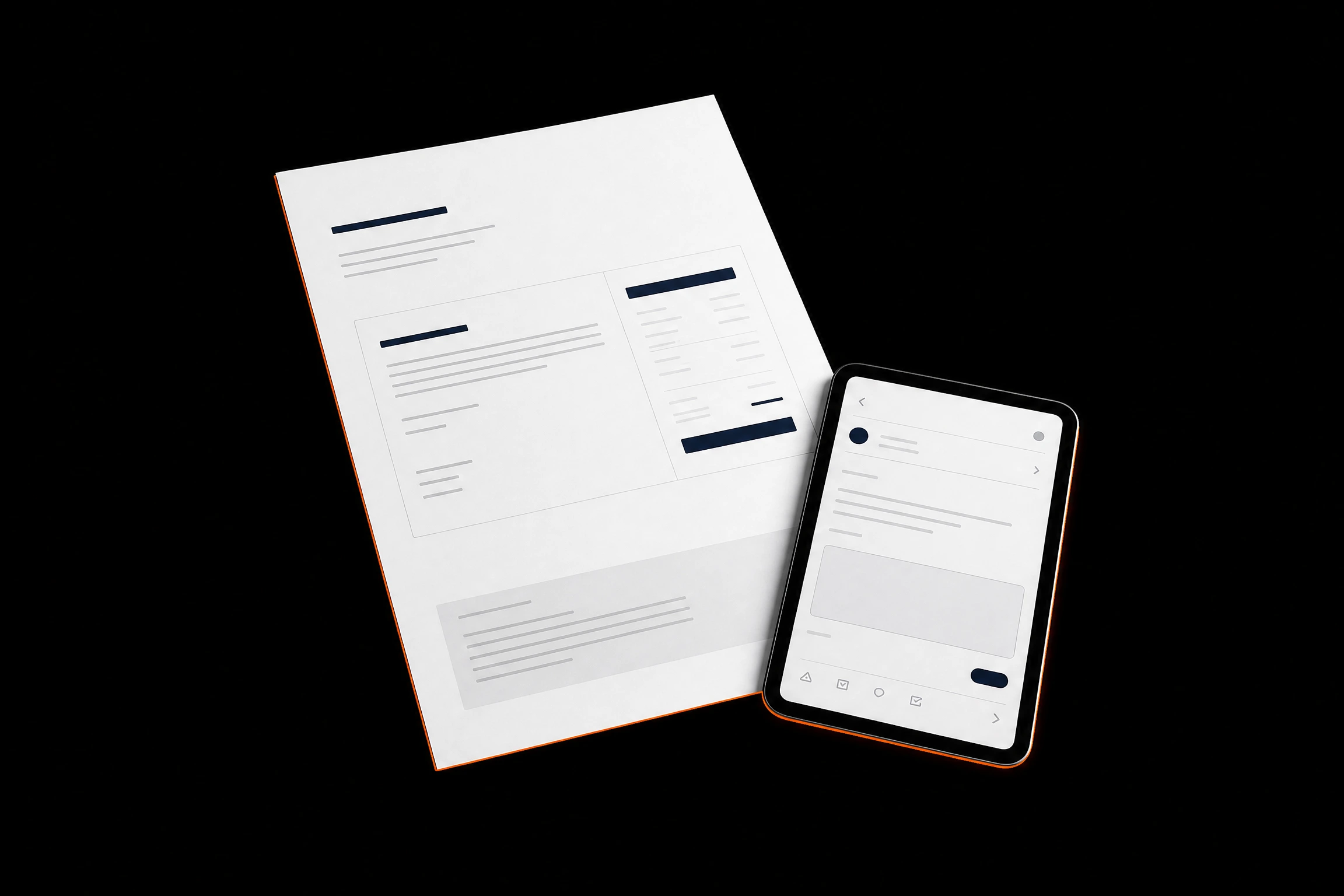 Services package guidance documents beside a calm review screen