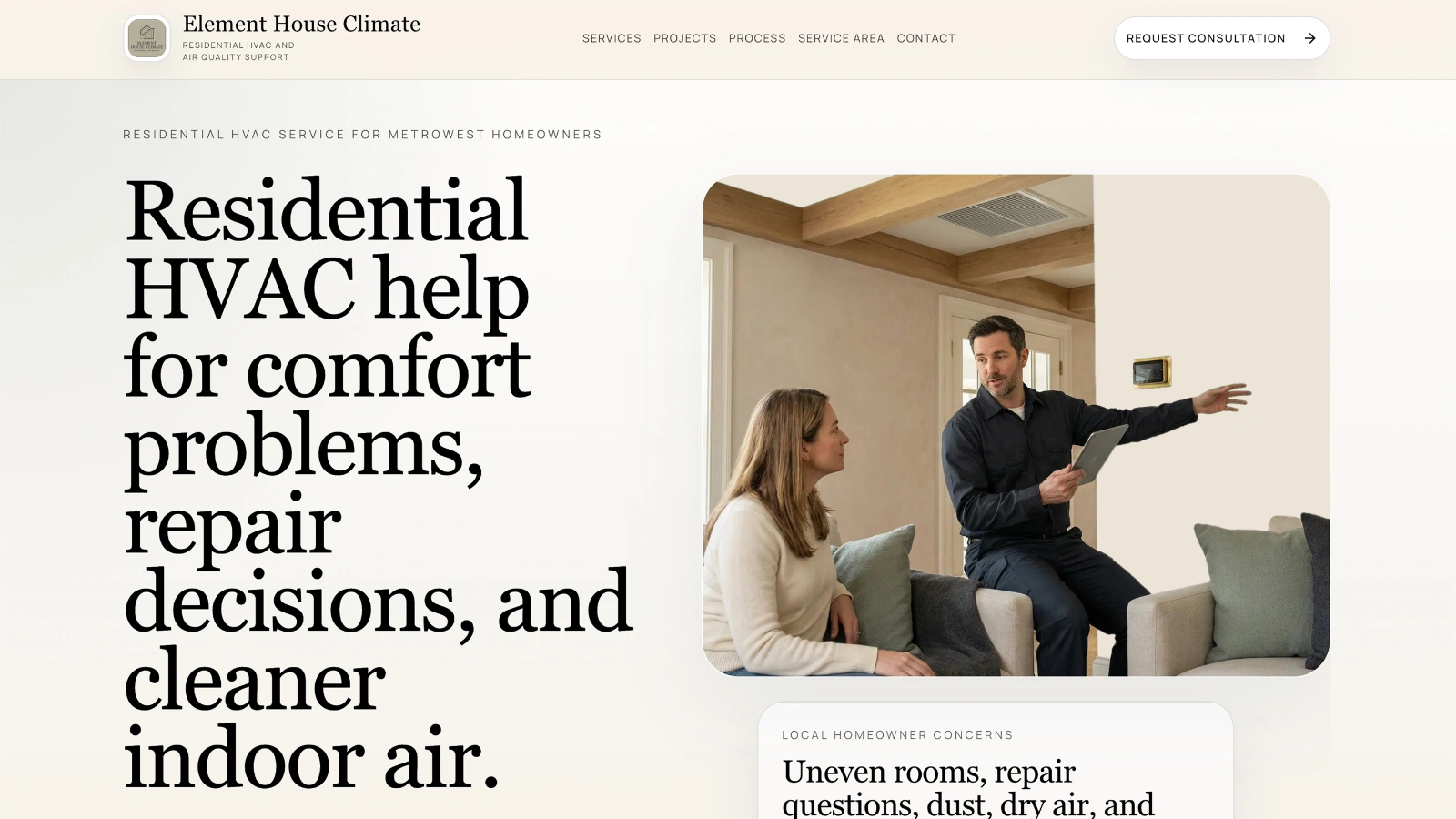 Element House Climate website screenshot
